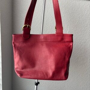 Vintage Coach Red Leather Shoulder Tote